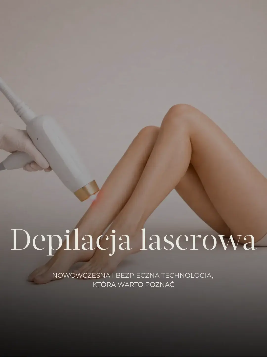 Grafika reklamowa depilacji laserowej podkreślająca nowoczesną i bezpieczną technologię
